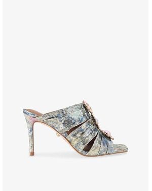 Kurt Geiger Kensington Jacquard Heeled Mules - White