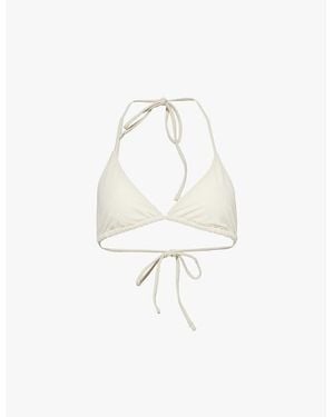 ADANOLA Marshmallow Halter-Neck Triangle Bikini Top - White