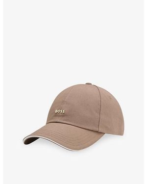 BOSS Logo-Plaque Cotton Baseball Cap - Brown