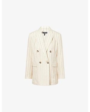 Rag & Bone Emile Stripe Cotton-Linen Blend Blazer - Natural
