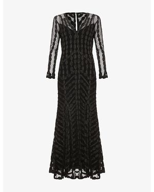 Phase Eight Marie Tapework Mesh Maxi Dress - Black