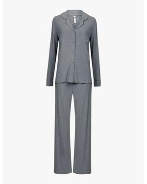 Skims Heather Soft Lounge Stretch-Jersey Pyjama Set - Grey