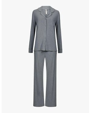 Skims Heather Soft Lounge Stretch-Jersey Pyjama Set - Grey