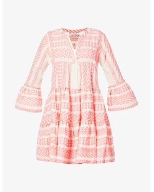 Devotion Twins Ella Flared-Sleeve Stretch-Cotton Mini Dress - Pink