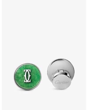 Cartier Double C De Sterling- And Aventurine Cufflinks - Green