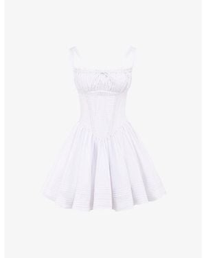 House Of Cb Natassia Flared-Skirt Cotton-Blend Mini Dress - White