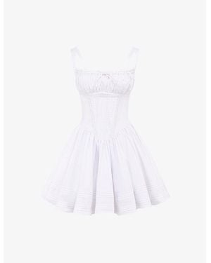 House Of Cb Natassia Flared-Skirt Cotton-Blend Mini Dress - White