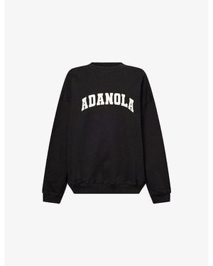 ADANOLA Varsity Oversized Cotton Sweatshirt - Black