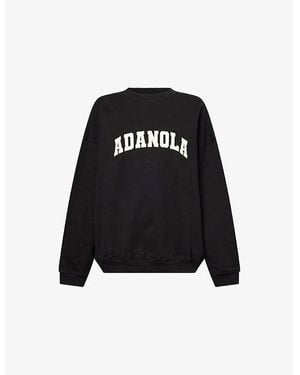ADANOLA Varsity Oversized Cotton Sweatshirt - Black