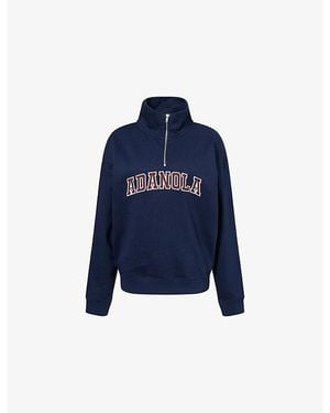ADANOLA Varsity Funnel-Neck Zip Sweatshirt - Blue
