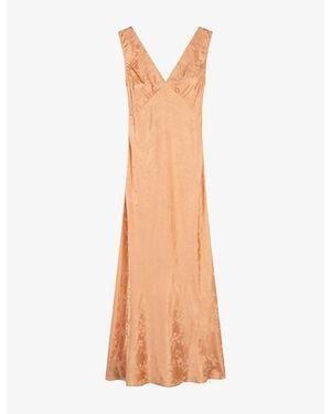 OMNES Iris Floral Jacquard Woven Maxi Dress - Orange
