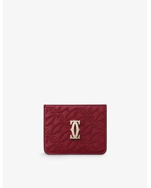 Cartier C De Logo-Embellished Leather Card Holder - Red