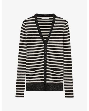 AllSaints Kay Striped Metallic Wool-Blend Cardigan - Black