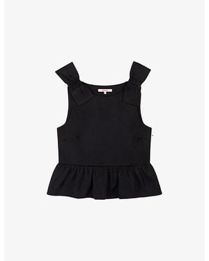 OMNES Keelee Bow-Detail Satin Top - Black