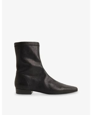 Whistles Flat Leather Ankle Boots - Black