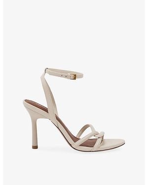 Reiss Annabelle Heeled Leather Sling-Back Sandals - White