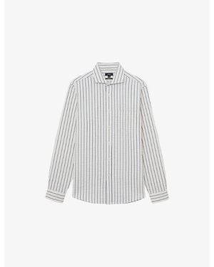 Reiss Dupree Striped Seersucker Modal-Blend Shirt - White
