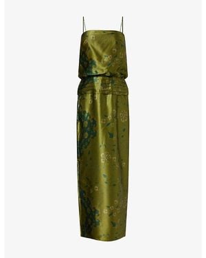 Reformation Ofelia Printed Silk Midi Dress - Green