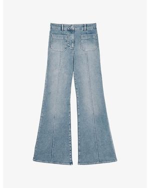 Reiss Sakura Flared-Leg High-Rise Cotton-Blend Jeans - Blue