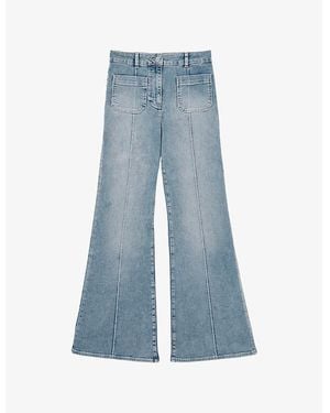 Reiss Sakura Flared-Leg High-Rise Cotton-Blend Jeans - Blue
