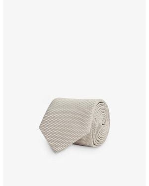 Reiss Ceremony Textured Silk Tie - White