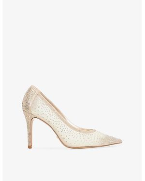 Dune Brightest Rhinestone-Embellished Mesh Courts - White