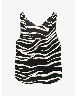 Zadig & Voltaire Tarys Printed Scoop-Neck Satin Top - Black