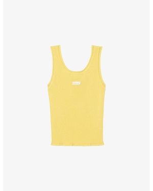 Claudie Pierlot Contrast-Trim Ribbed Knitted Top - Yellow