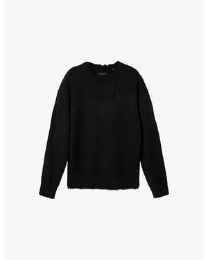 AllSaints Wolf Distressed Long-Sleeve Knitted Jumper - Black