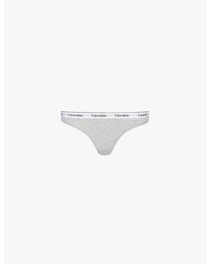 Calvin Klein Modern Logo Low-Rise Stretch-Cotton Thong - White
