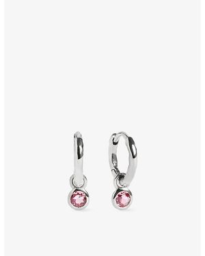 Monica Vinader October Birthstone Sterling- And Tourmaline Huggie Earrings - White