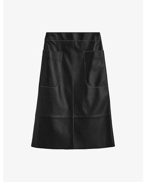 JOSEPH Blomfield Side-Pocket Leather Midi Skirt - Black