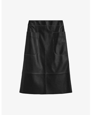 JOSEPH Blomfield Side-Pocket Leather Midi Skirt - Black