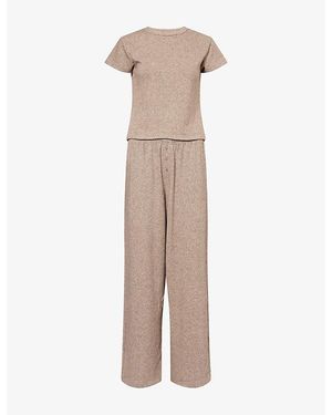 Treats Studio Cozy Knit Short-Sleeve Co-Ord Set - Natural