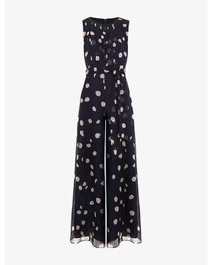 Phase Eight Maxine Polka-Dot Chiffon Jumpsuit - Black