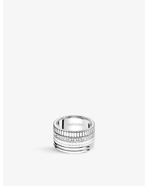 Boucheron Quatre Double Edition Large 18Ct- Hyceram And 0.52Ct Round-Brilliant Cut Diamond Ring - White