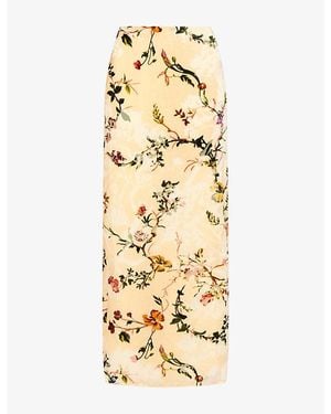 Reformation X Alexa Carolyn Floral Column Woven Midi Skirt - Metallic