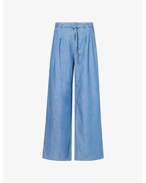 PAIGE Ingrid Drawstring Cotton Denim Jeans - Blue
