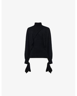 eem Layered Butterfly-Sleeve Knitted Jumper - Black