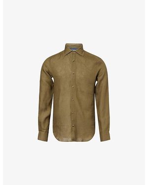 Paul Smith Collared Long-Sleeve Linen Shirt - Green