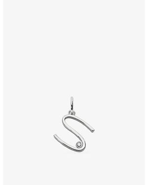 Monica Vinader Solitaire Diamond Initial S Sterling- And 0.035Ct Lab-Grown Diamond Pendant - White