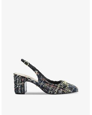 Dune Choices Snaffle Block-Heel Tweed Slingback Courts - Multicolour