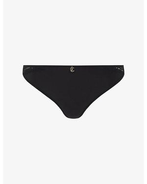 Chantelle Romance Lace-Panel Thong - Black
