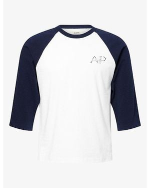 Austin Post Raglan Baseball Spirit Cotton T-Shirt - Blue
