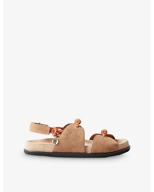 Claudie Pierlot Rope-Trim Suede Sandals - Natural