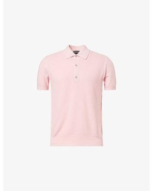 Tom Ford Regular Fit Short-Sleeves Silk And Cotton-Piqué Polo Shirt - Pink