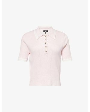 Rag & Bone Laurie Tipped-Collar Cotton And Cashmere-Blend Polo Shirt - Pink