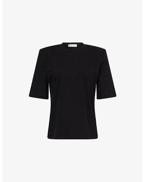 Frankie Shop Carrington Padded-Shoulder Cotton-Jersey T-Shirt - Black