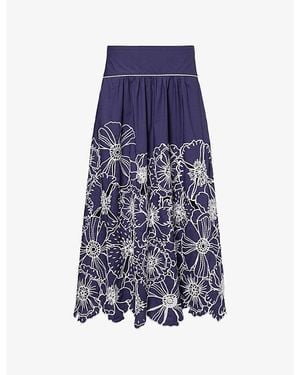 FARM Rio Richelieu Cotton Maxi Skirt - Blue