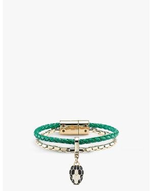 BVLGARI Serpenti Forever Extra-Small Brass, Leather And Quartz Charm Bracelet - Green